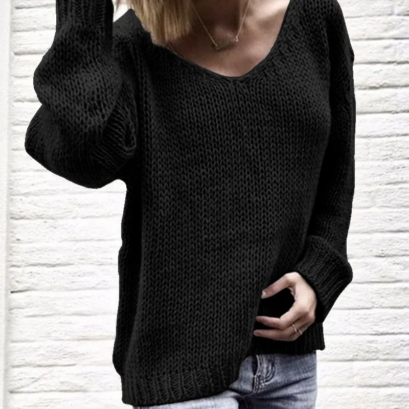 Новинка Осенний женский свитер пуловер 2019 v-образный вырез европейский и