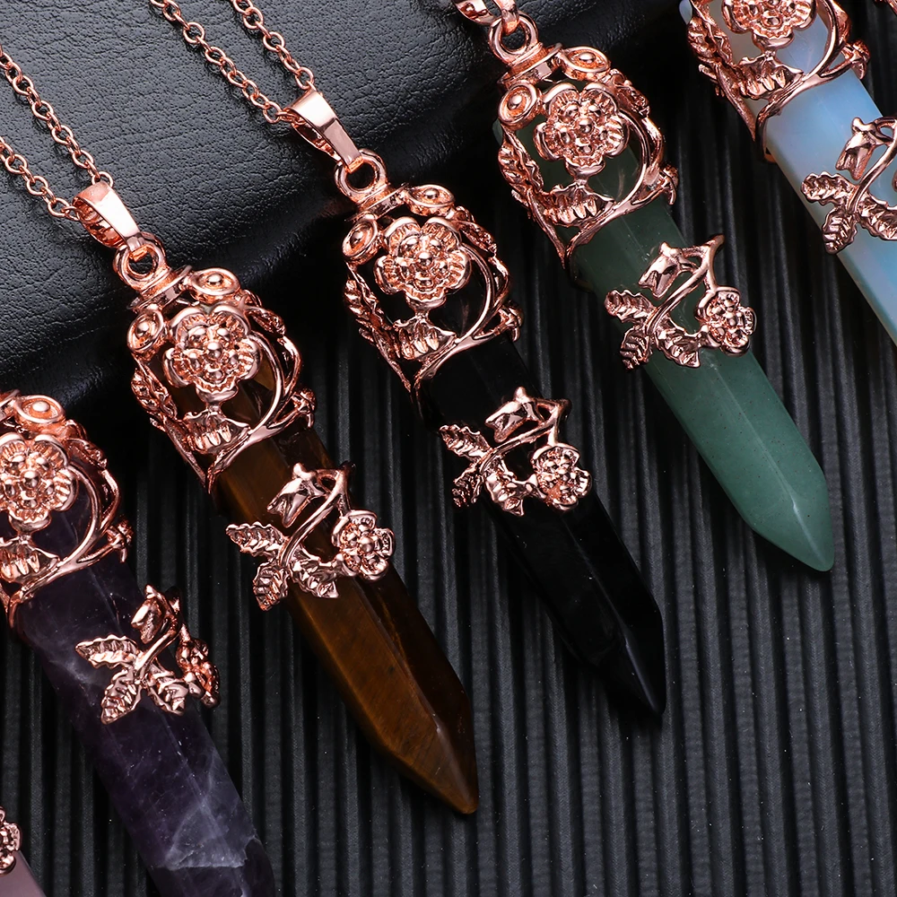 1 шт. модное шестигранное лечебное хрустальное ожерелье Цветочная проволока