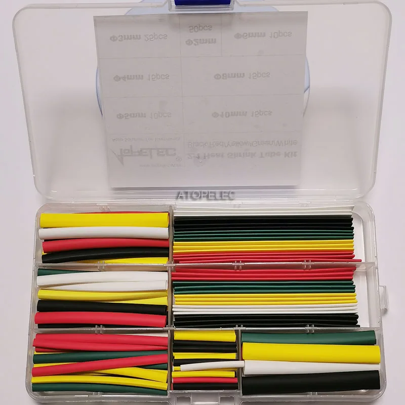 140 шт полиолефиновые 2:1 термоусадочные трубки Ассорти изоляционные Кабельные