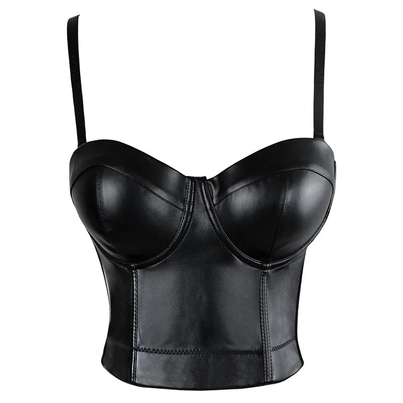 

Women Leather Bra Tops Gothic Push Up Bra Corsage Sexy lingerie Corset Hot Fashion Party Bra Club tops Wear Plus Size S-6XL