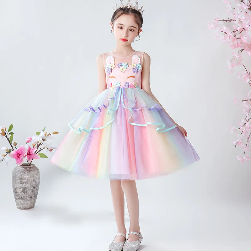 Детское платье с единорогом для девочек вечерние бальные платья принцессы