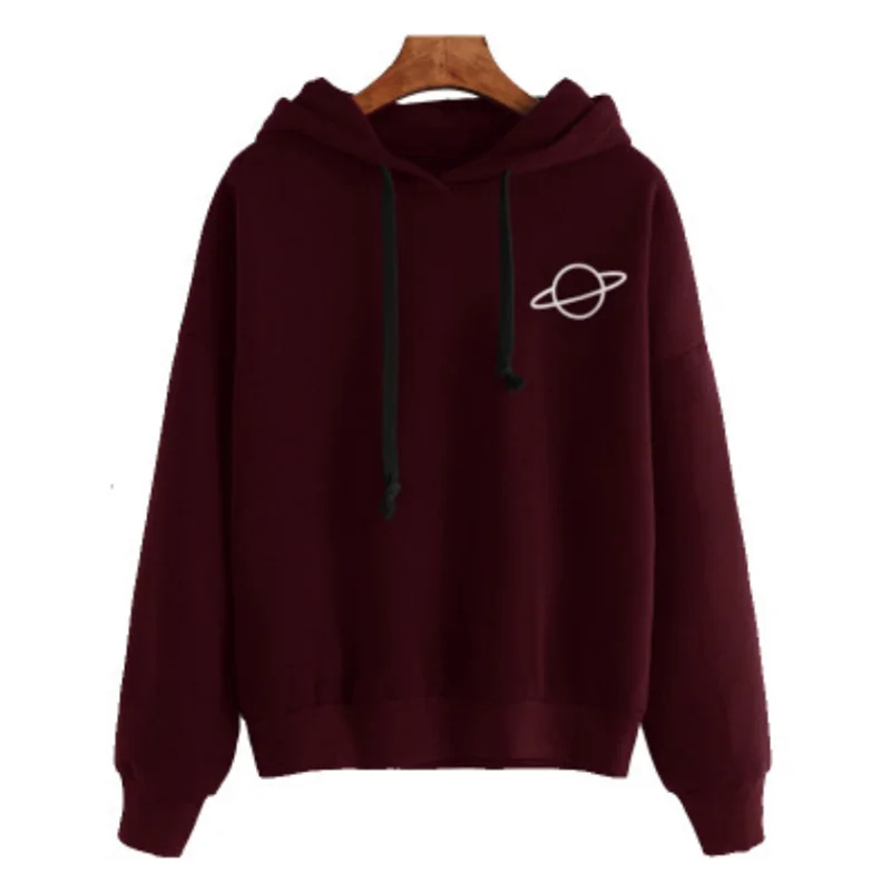 Planet Printed Sweatshirt Hoodie Drawstring Hooded Top Long Sleeve Womens Sweatshirt dhoody ropa juvenil mujer sweetshirt