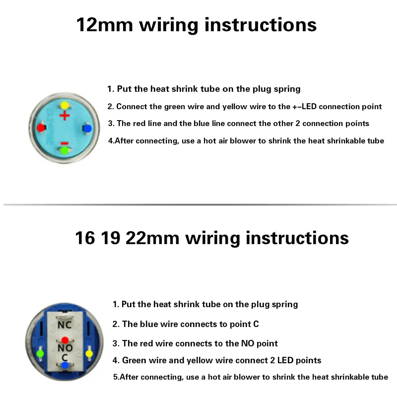 Светодиодный переключатель с металлическими кнопками 12 мм 16 19 22 60 см|Выключатели|