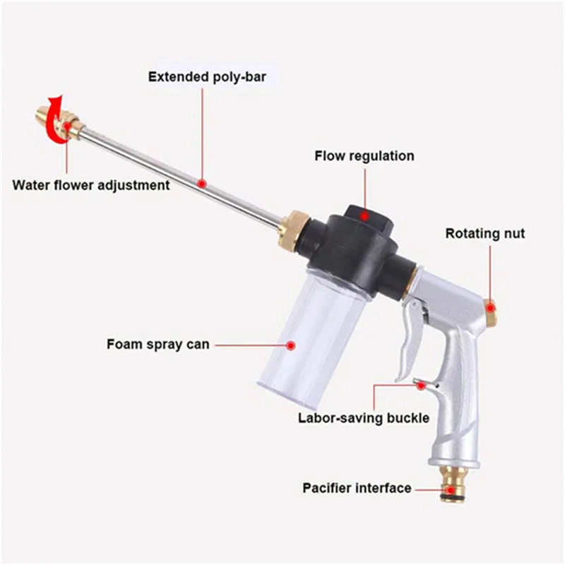 

New High-Pressure Metal Water Spray Gun Car Washer Cleaner Garden Hose Water Gun Sprinkler Foam Water Gun For The Garden