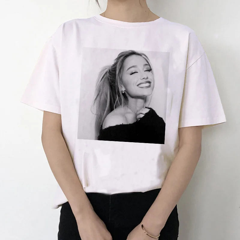 Женская футболка с 7 кольцами Ariana Grande модная в стиле Харадзюку 90s хип хоп коротким