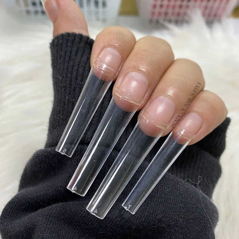 500pcs XXL Coffin Nail Tips No C Curve Straight Square Half Cover Long False Nails Acrylic Tool | Красота и здоровье