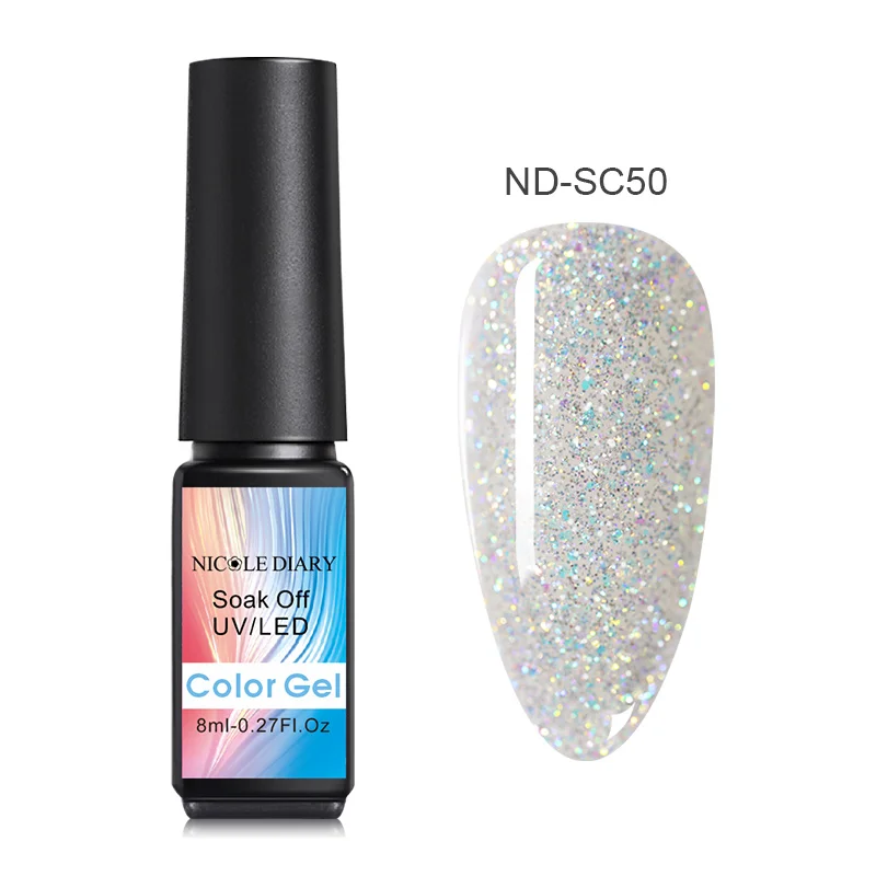 ND-SC50 NICOLE DIARY, розовое золото, гель для ногтей, блестящий Светодиодный УФ-гель, для маникюра, блестки, отмачиваемый Гель-лак для ногтей, Полупостоянный Гель-лак - Цвет: ND-SC50
