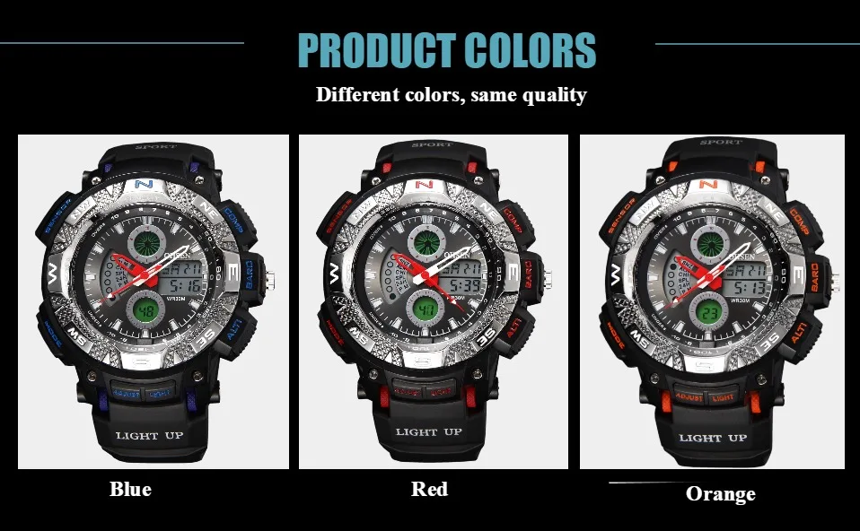 Часы наручные OHSEN Мужские кварцевые цифровые спортивные водонепроницаемые с