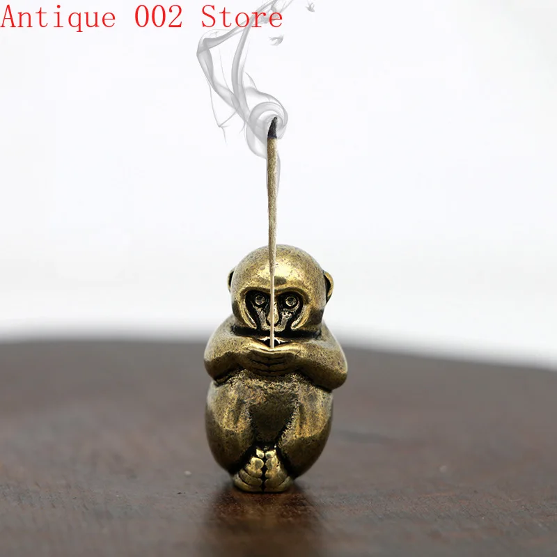 Винтажная латунная обезьяна с держателем для благовоний статуэтка скульптура