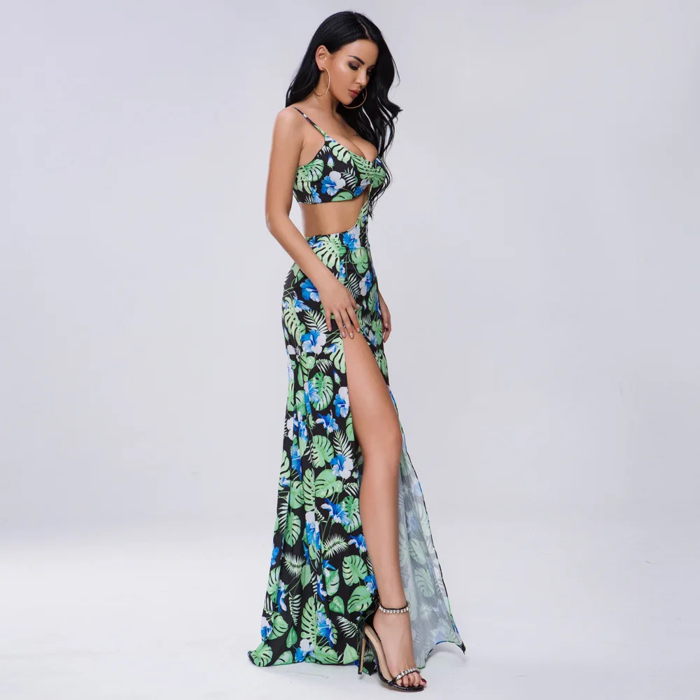 

Sladuo 2021 Women Summer Sexy Bohemian Beach Bikini Dress Hollow High Split Long Skirt FT20026 vestidos de mujer casual
