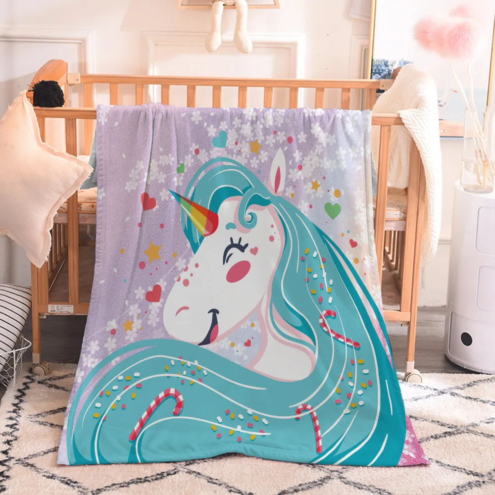 Новинка 2020 плед в виде единорога одеяло из шерпы с цветочным рисунком