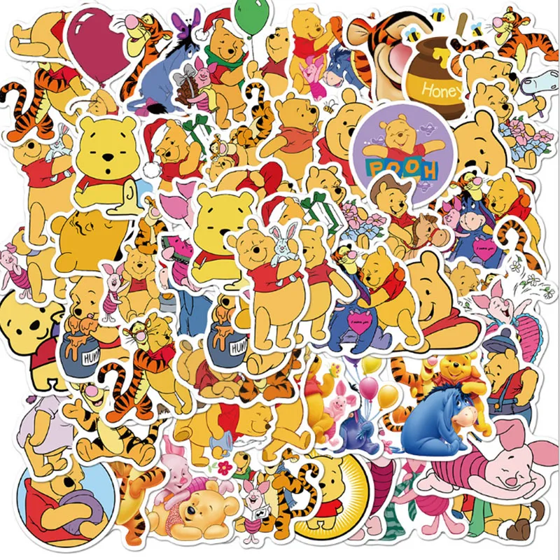 

50 pcs Winnie the Pooh Graffiti Waterproof Skateboard Travel Suitcase Phone Laptop Luggage Stickers Cute Kids Girl Toys