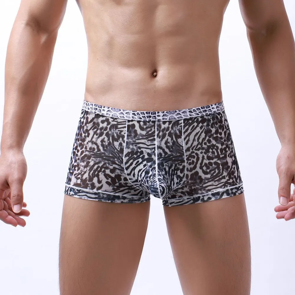 

Men Elephant Trunk Boxer Briefs Mesh Light Underwear Sexy Leopard Print Shorts Men's Trunk Boxer Shorts Mesh Lightweight Breath