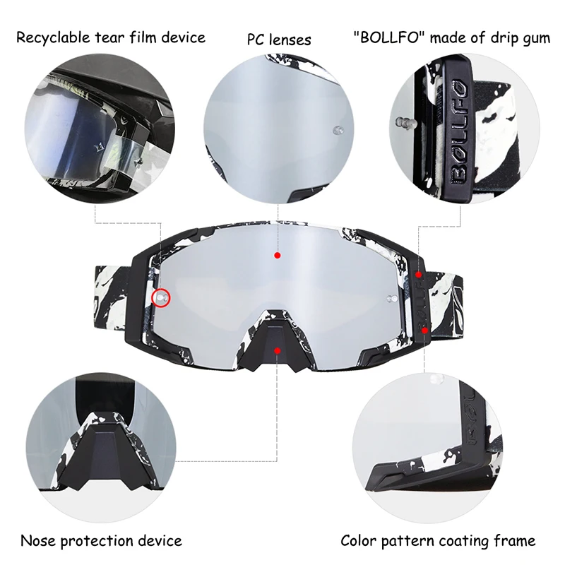 Солнцезащитные очки для мотокросса с пленкой на разрыв Защитные езды мотоцикле |