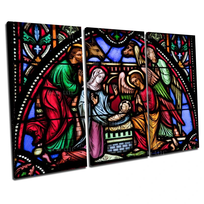 

Витражное стекло с изображением родов Иисуса в вифлеме, настенное искусство «Три короля», Эпифания, живопись, декор от Ho Me Lili