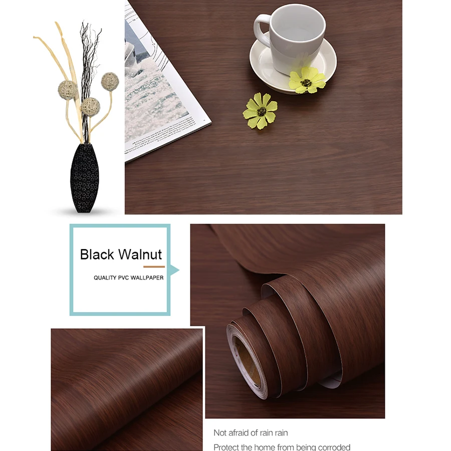 

Водонепроницаемые самоклеящиеся обои из ПВХ, рулон мебельных шкафов, виниловая декоративная пленка, наклейки под дерево для домашнего декора своими руками