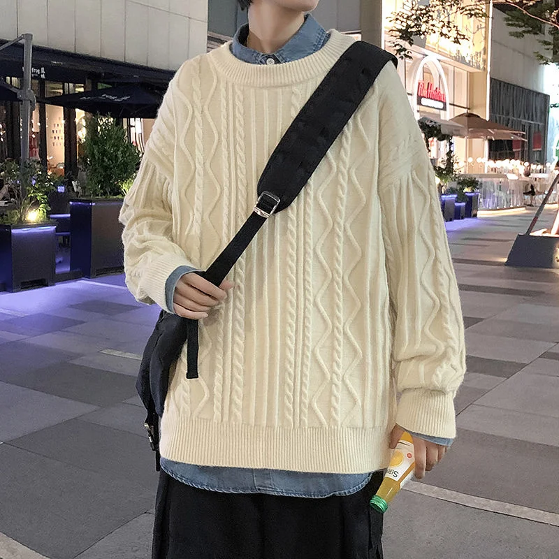 

Autumn/winter O-neck Sweater Men Warmth Fashion Casual Knitted Pullover Men Loose Long-sleeved Sweater Mens Jumper Clothes M-2XL
