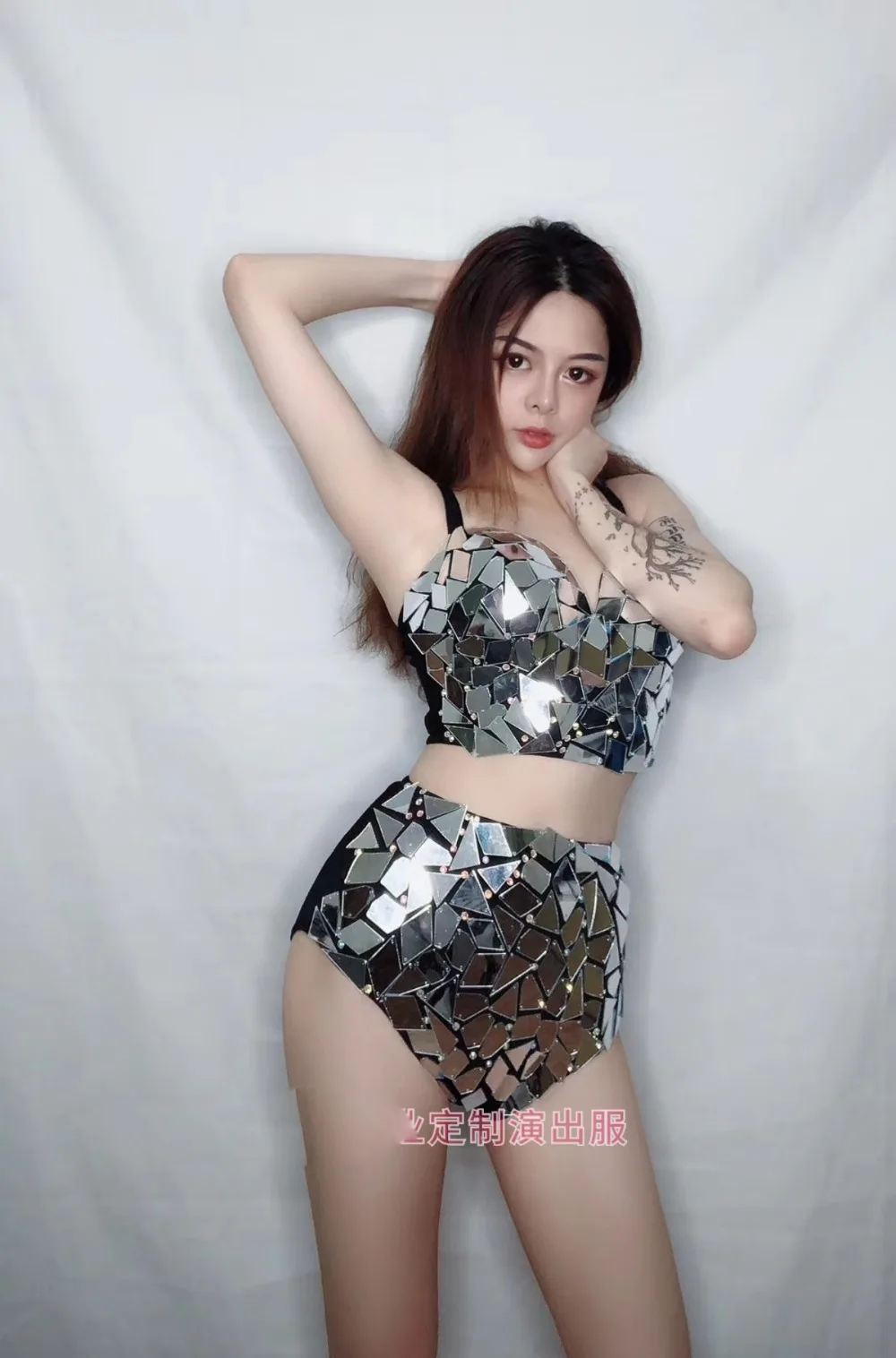 Танцевальные костюмы Ds bar GoGo серебристые зеркальные бикини крутой Танцевальный