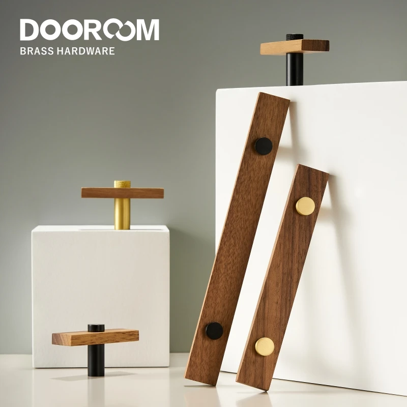 Dooroom грецкий орех латунные ручки мебели длинные современные Тянет Шкаф Комод