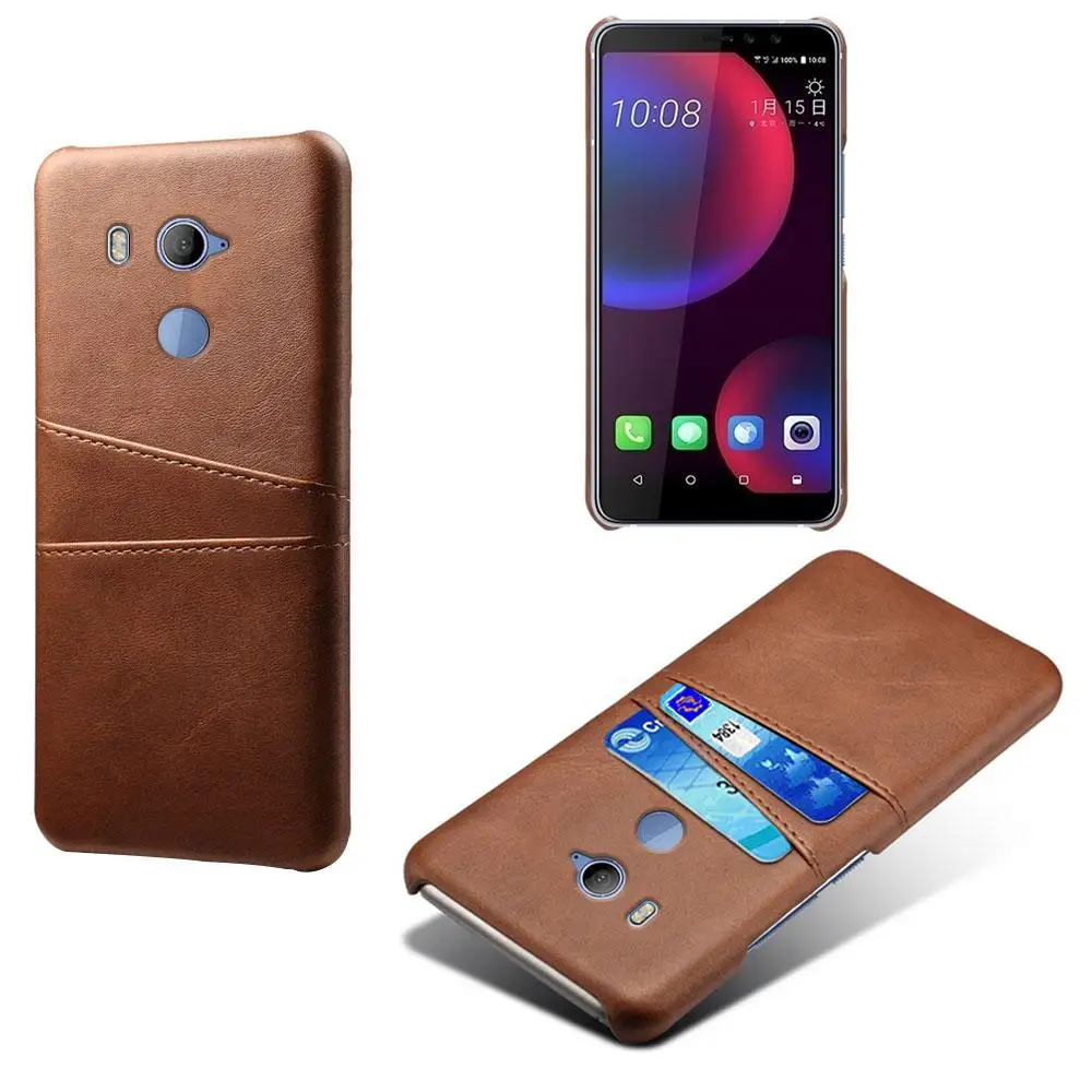 Роскошная Обложка на заднюю панель из искусственной кожи для htc D12 Plus U11 Plus U11 Eyes кошелек с отделениями для карт чехол для телефона для htc U11 Plus Eyes D12 Plus чехол - Цвет: Brown