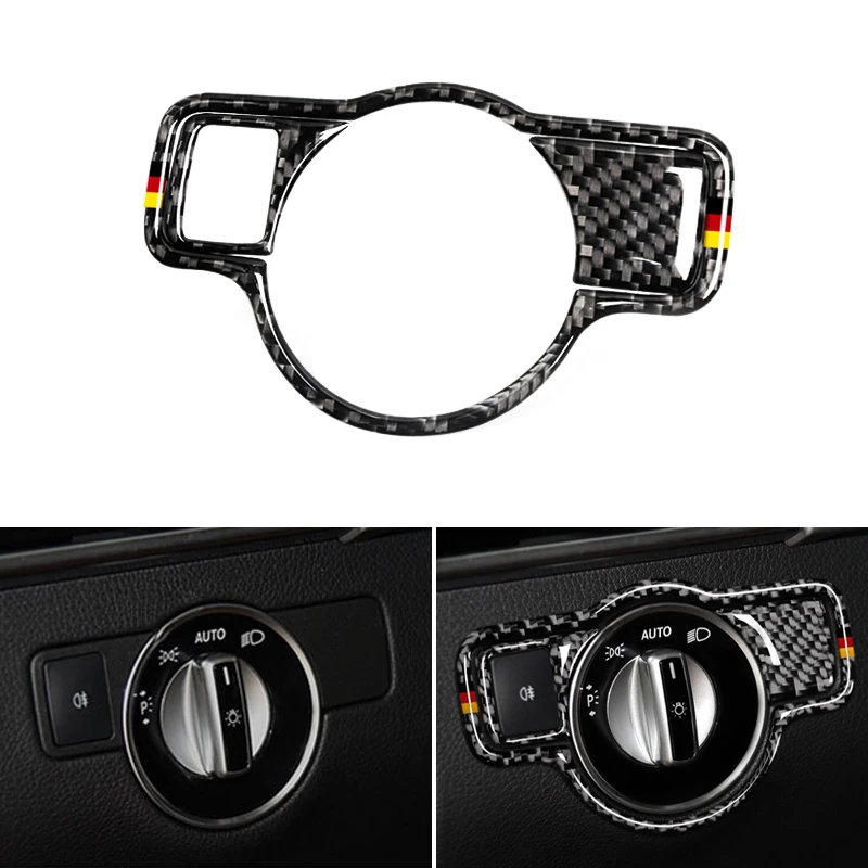 

Стайлинг автомобиля из настоящего углеродного волокна защитная рамка для переключателя фар Mercedes Benz A B C E G GLA GLK GLS класса ML