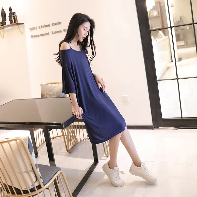 Ночная рубашка женская из модала свободная пикантная ночная без бретелек