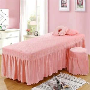 Solid Color Bed Spread for Hairdresser Salon 13 colors available Custom size 1Piece Soft Beauty Salon Bed Skirt Crystal Velvet
