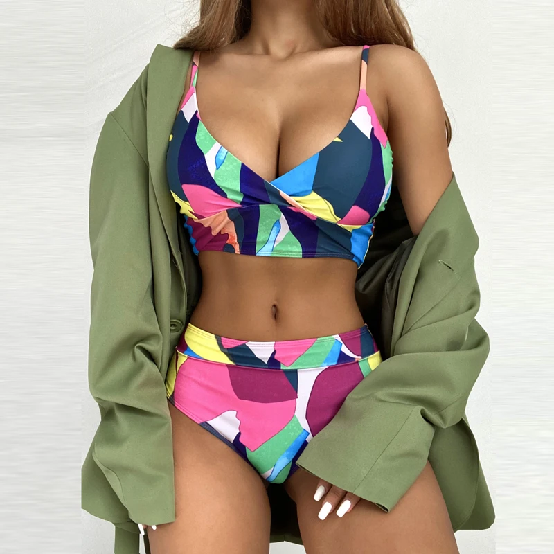 

Sexy Brazilian Push Up Bikini Sets Swimsuit Women Multicolor Bikini Swimwear Summer Female Geometric Print Bathing Suit Biquini