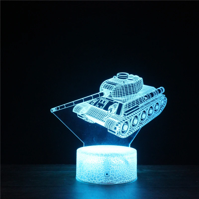 

Tank Military Weapons Acrylic 3D Lamp 7 Colors Change Night Light Baby Gifts LED USB Desk Lamp Atmosphere Decoration Remote GiC