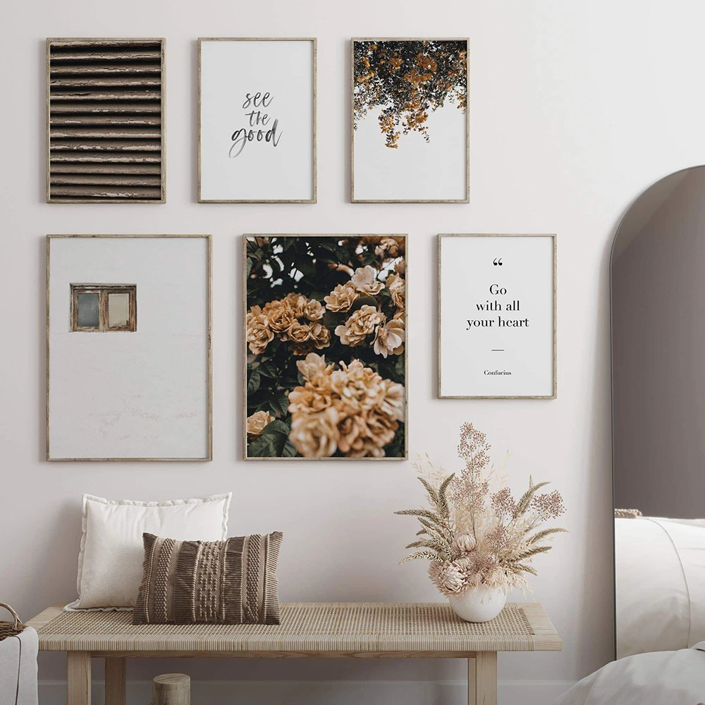 Плакат Цветущий цветок с белым окном пейзаж холст Художественная печать см.