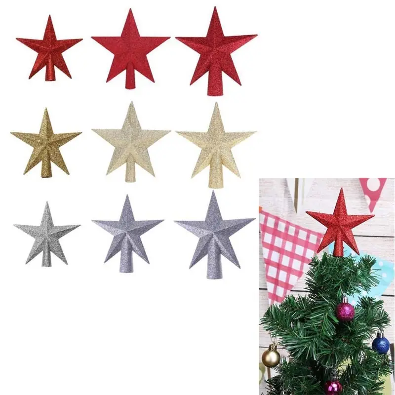 Блестящие звезды Рождественская Елка Топ блестящий красный/Золотой/Серебряный