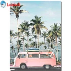 Полная выкладка, круглая, квадратная Алмазная вышивка nordic розовое пляжное автобус 5d алмазная живопись наборы Приморский кокосовое Бриллиантовая мозаика дерево