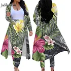 Наряды Jackherelook для женщин, Тропический гавайский стиль, элегантный кардиган с длинным рукавом, облегающие брюки, комплект из 2 предметов, принт гибискуса