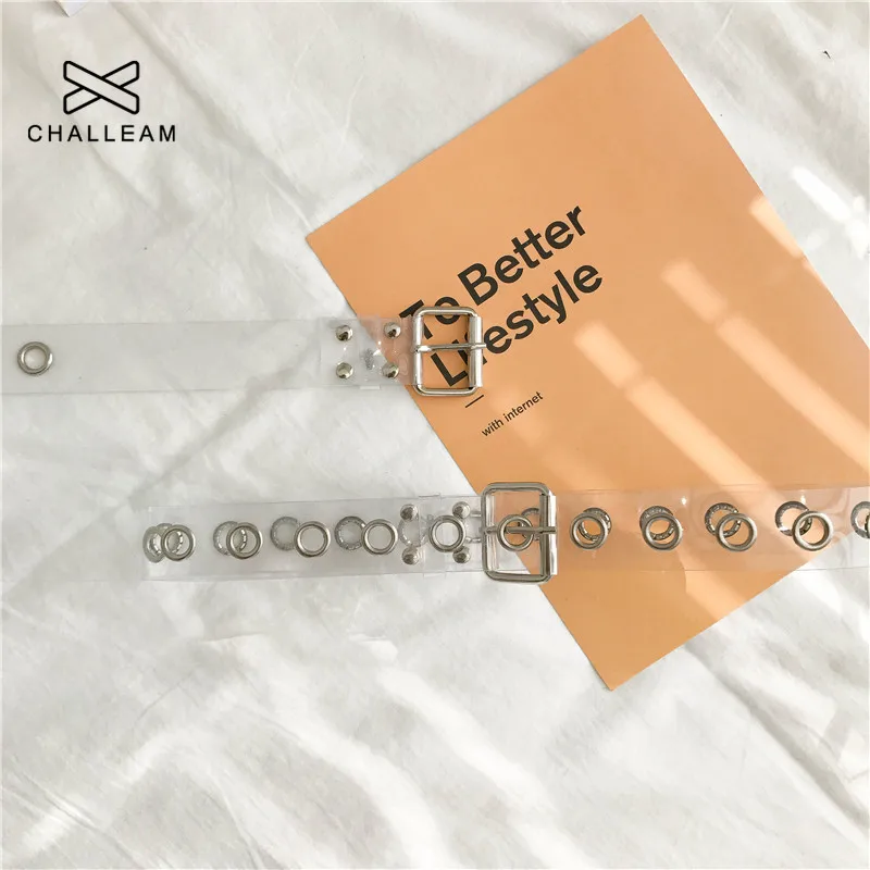 Женский прозрачный ремень с полными втулками женский в стиле панк заклепками и