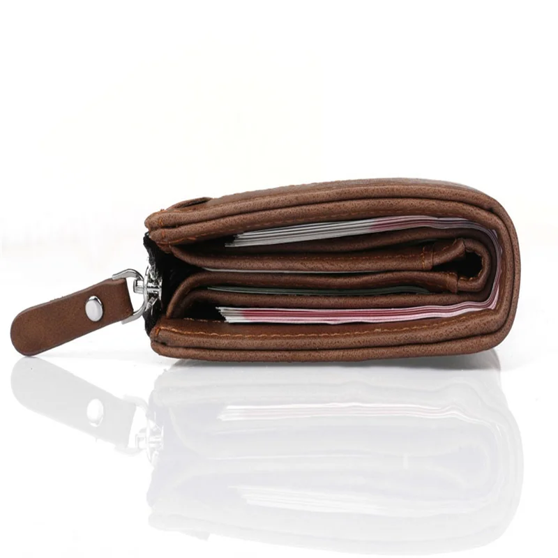 Мужской кожаный кошелек на молнии для монет Короткий клатч Portomonee мужской с