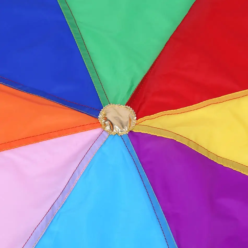 

2m Kid Children Play Rainbow Umbrella Parachute Outdoor Teamwork Game Jump-sack Ballut Play Parachute Development Toy 8 Bracelet