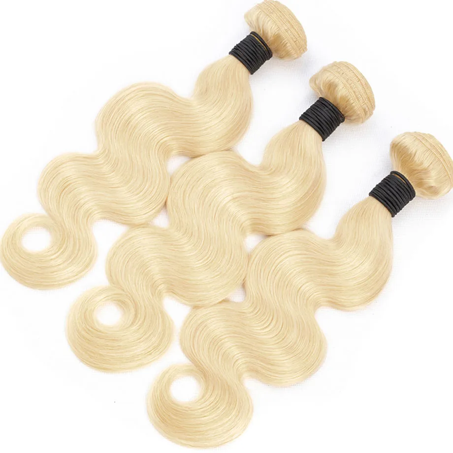 613 блонд пучки с застежкой волнистые пряди бразильские человеческие волосы Remy