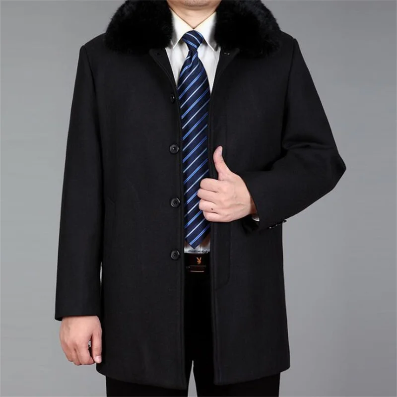 Middle-aged men's woolen coat for autumn and winter jacket trench coat dad clothes куртка зимняя мужская зимняя куртка мужскаая