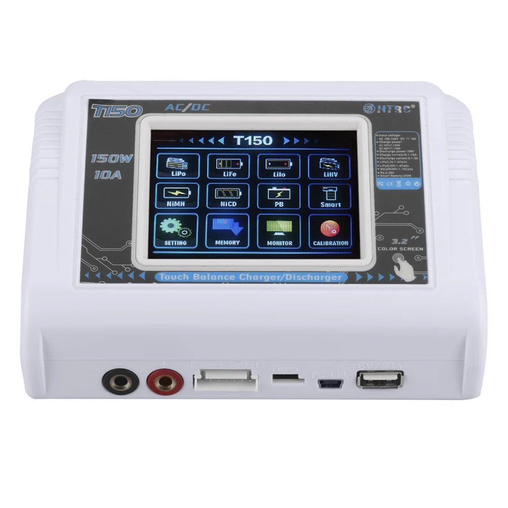 Новый HTRC T150 AC/DC 150 Вт 10A сенсорный экран RC Баланс Смарт зарядное устройство Dis для