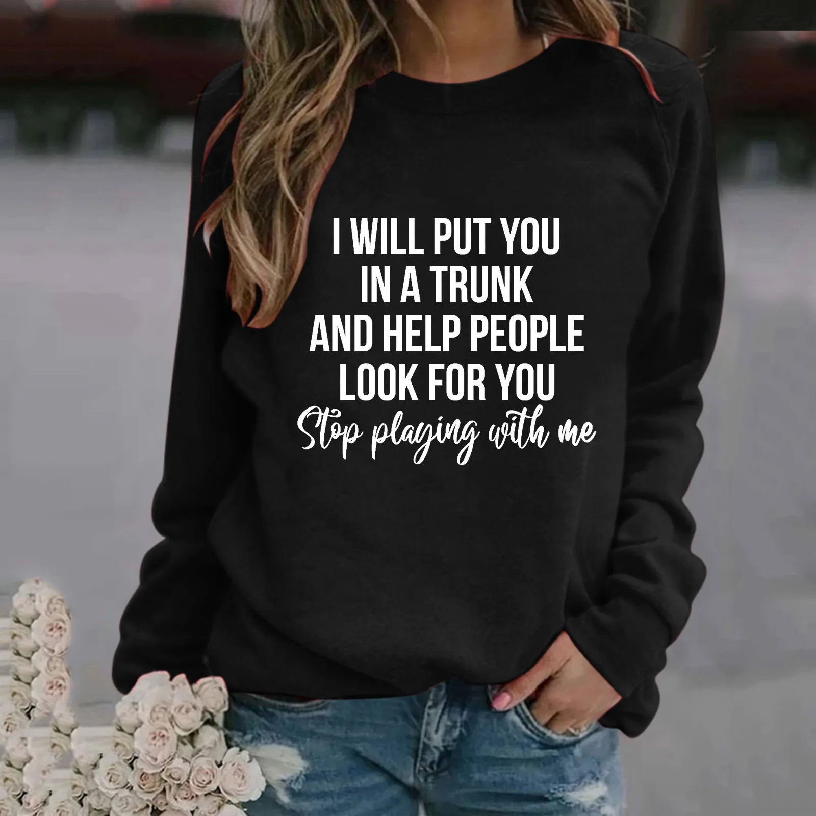 

Fashion Sweatshirts Letters Print Top Womens Hoodless Sweater Casual Long Sleeve Sweatshirt Ladies Slouch Pullover Jumper Tops