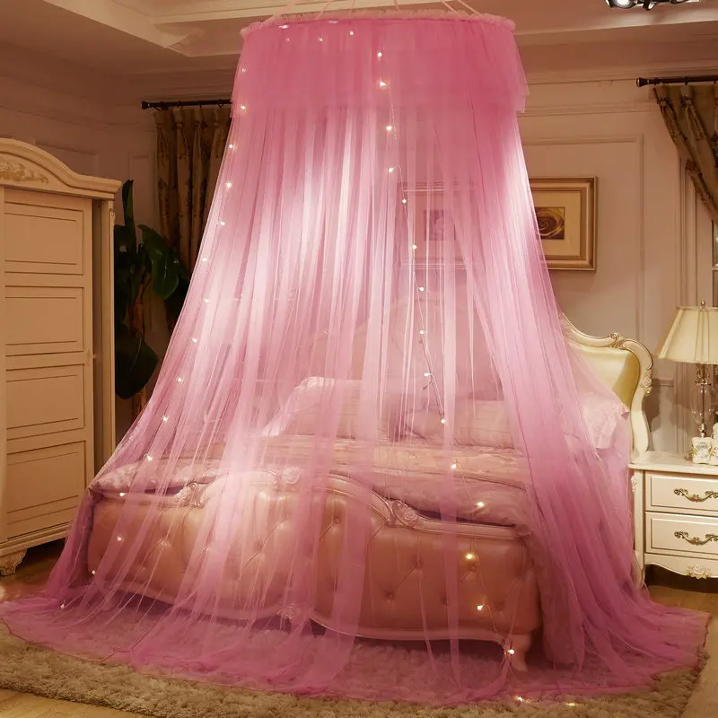 

Hanging Dome Mosquito Net Bed Canopy Romantic Double Layer Yarn Bed Valance Anti-mosquito Home Textiles Decor Bedcover Curtain