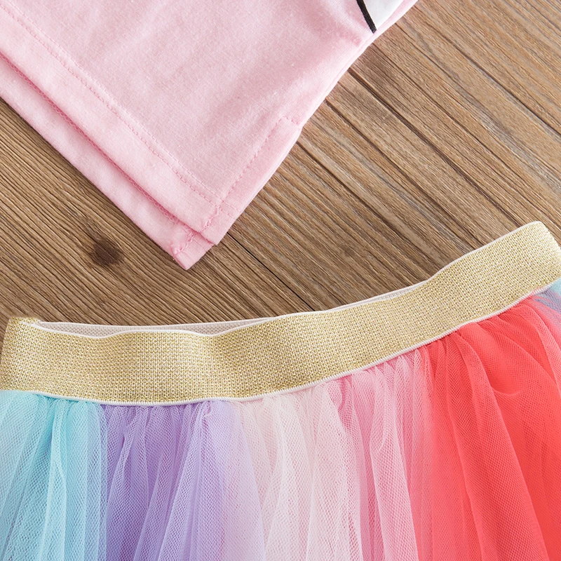 Костюм единорога для девочек летнее платье-пачка с коротким рукавом детское