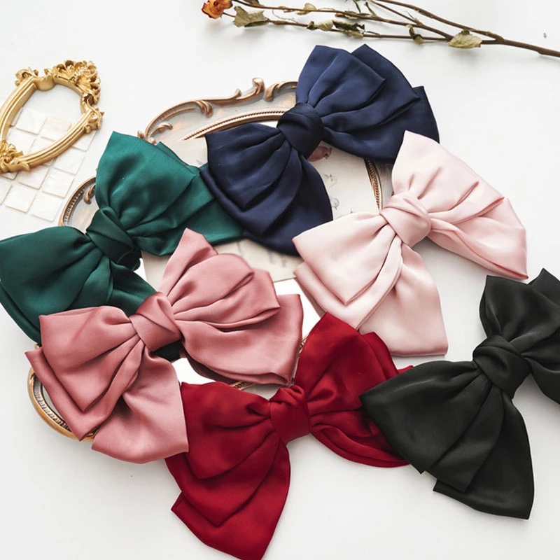 

Butterfly Hairpins Girls Hair Clip Silk Satin Big Bow Barrette Ornament Three Layers Ponytail Hair Accessories Large Hairgrips