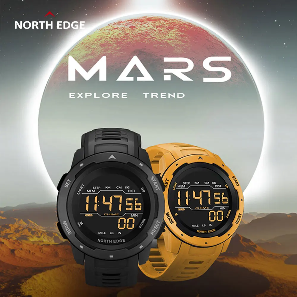 Подарок оригинал Мужские Цифровые Смарт часы NORTH EDGE мужские спортивные двойной
