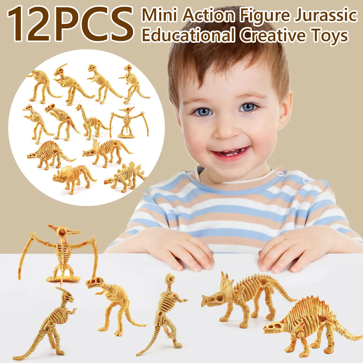 

12Pcs Dinosaur Fossil Skeleton Assorted Dino Bones Skeleton Toy for Science Play Dino Sand Dig Party Favor Decorations