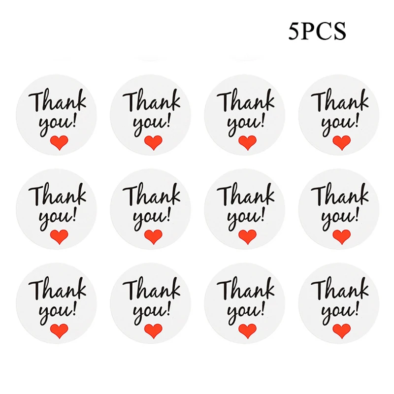5 шт. прозрачная наклейка клейкая спасибо наклейки этикетки для печати круглая