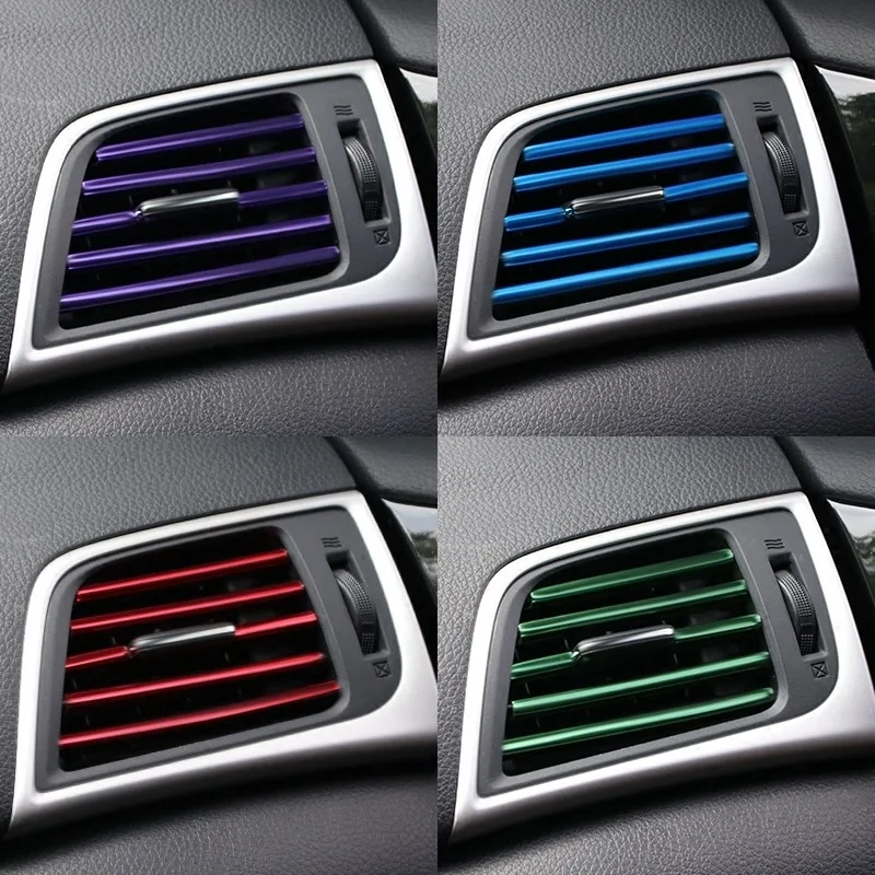

10pcs 20cm Car Styling Mouldings Air Outlet Trim Strip Auto Air Vent Grilles Rim Trim Cars Decoration Strips Chrome Accessories