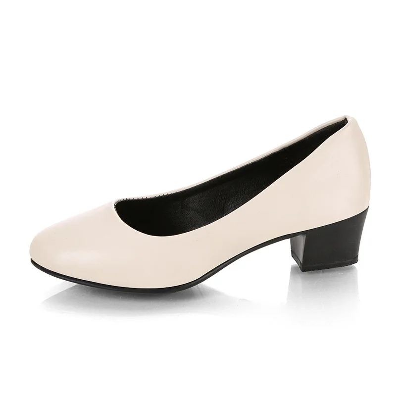 

Thick heel high heels female pointed toe 2019 autumn new single shoes women's shoes black leather shoes