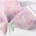 Цветная фольга для ногтей с цветами, мраморная серия, розовая и синяя фольга, переводная Наклейка для ногтевого дизайна, Переводные картинки для украшения ногтей