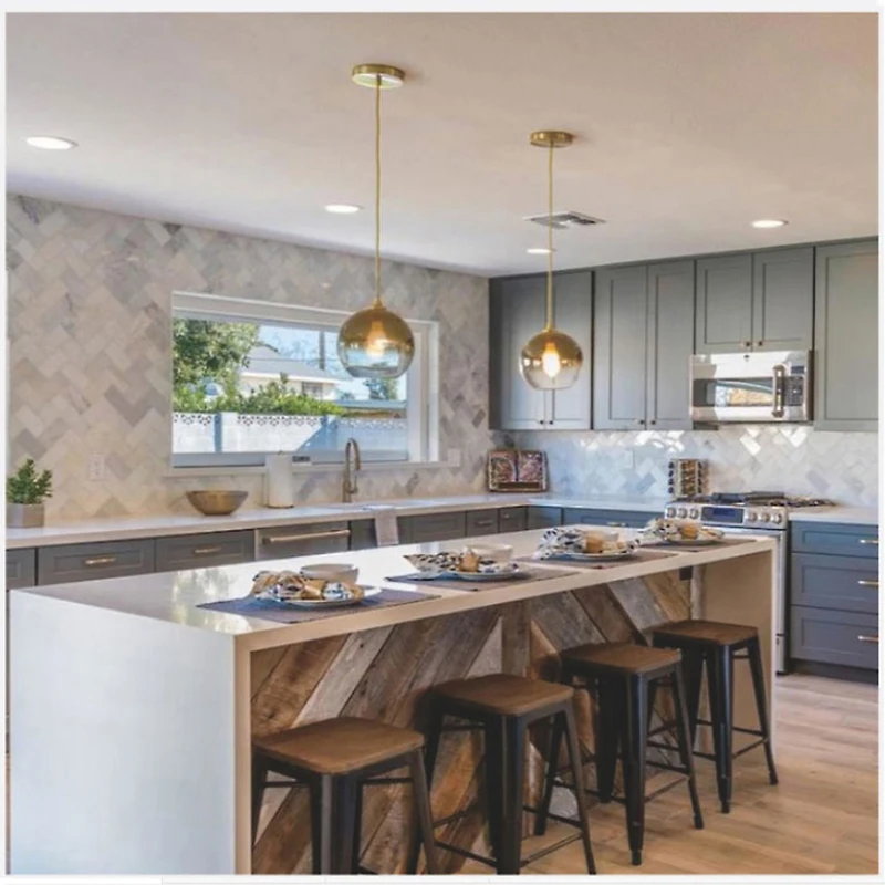 

Современный Стеклянный светодиодный подвесной светильник E27 в виде шара, Роскошный кулон для кухни, гостиной, бара, декоративная Подвесная ...